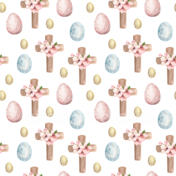 seamless Seamless 3D PBR Digital Paper Texture with Pastel Easter Eggs and Floral Crosses texture 8k free download PBR