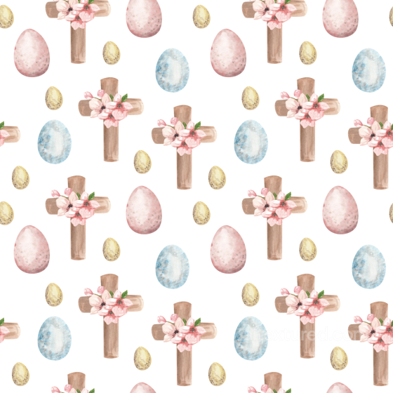 Digital Paper Texture with Pastel Easter Eggs and Floral Crosses All Christmas Digital paper texture preview
