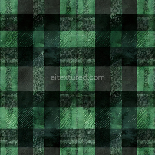 Seamless 3D Plaid Metal PBR Texture Featuring Green and Black Matte Panels