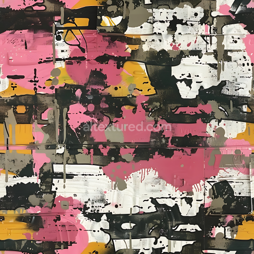 Seamless 3D Abstract Urban Camouflage PBR Texture with Graffiti-inspired Color Splotches
