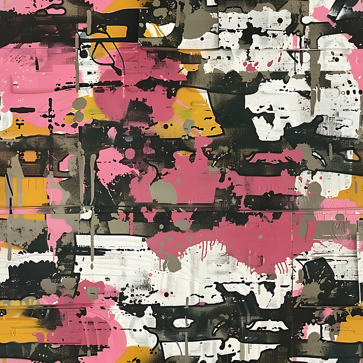 Abstract Urban Camouflage with Graffiti-inspired Color Splotches seamless PBR texture preview