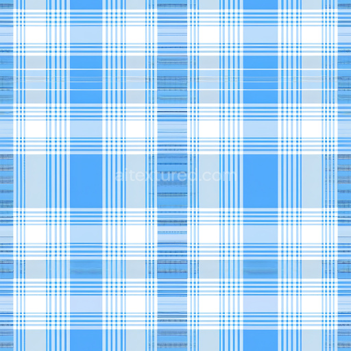 Seamless 3D PBR Texture of Blue and White Plaid Fabric Pattern