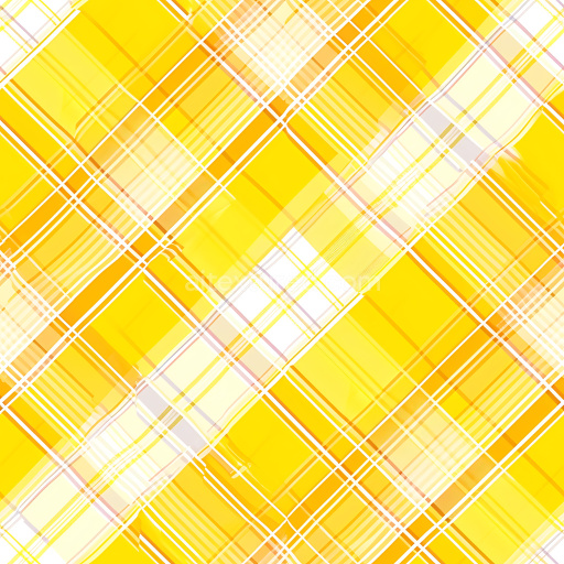 Seamless 3D PBR Bright Yellow Plaid Fabric Texture with White Accents