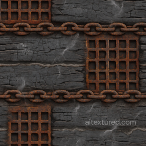 Halloween - Rusty Iron With Old Chains And Weathered Wood Background texture preview