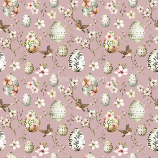 Preview — Seamless 3D PBR Texture of Easter Eggs and Floral Pattern on Soft Pink Background