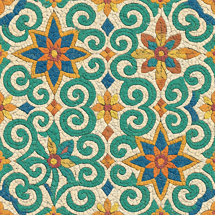 Decorative Mosaic Tile seamless PBR texture preview