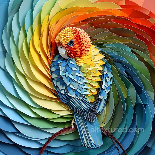 Animal - Seamless 3D PBR Texture of Origami-Style Budgerigar Feathers in Multicolor texture preview