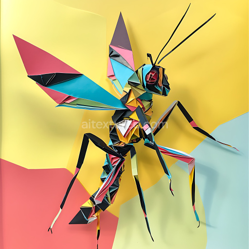 Seamless 3D PBR Texture of Origami-Inspired Cricket with Multicolor Geometric Patterns