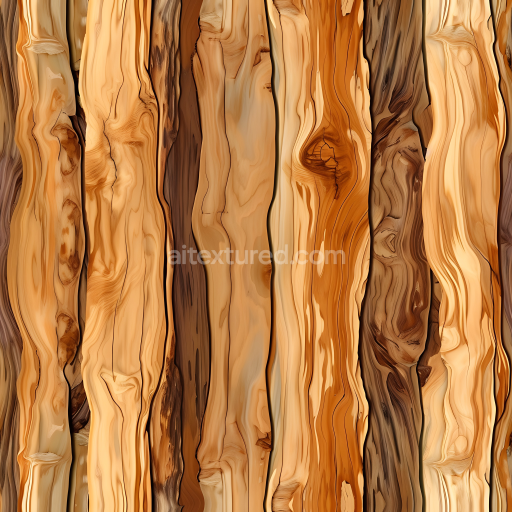 Seamless 3D PBR Texture of Natural Knotted Wood Planks with Warm Grain Variations