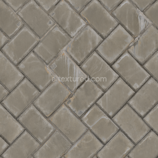 Herringbone Concrete — Discolored Concrete Herringbone Rough Discolored Concrete — PBR seamless 3D texture