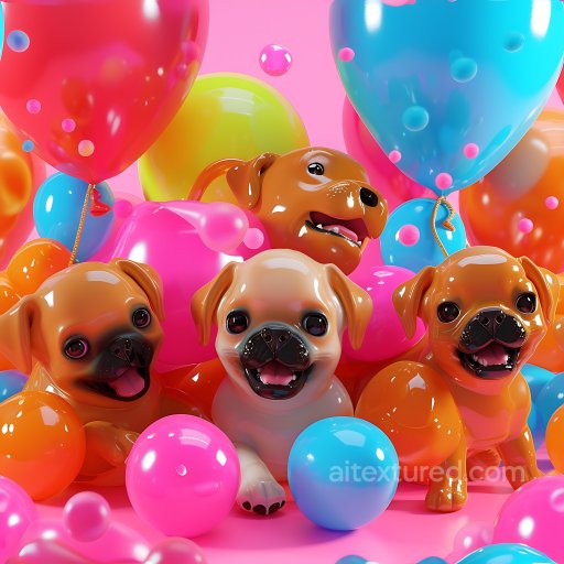 Inflated PBR Texture of Glossy Colorful Vinyl Balloons seamless Inflated PBR texture
