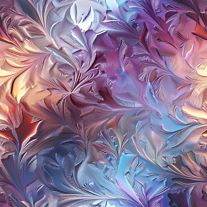 Glossy Frosted Leaves with Iridescent Colors seamless PBR texture preview