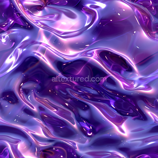 Seamless 3D PBR Texture Featuring Glossy Purple and Pink Fluid Waves