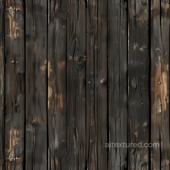 Charred Wood Planks PBR Texture with Weathered Grain and Knots Wood texture preview