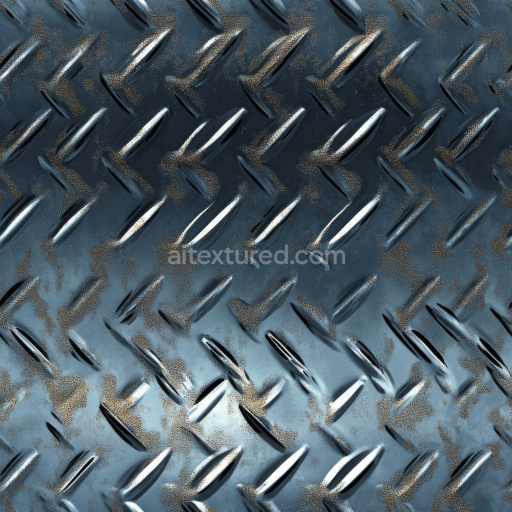 Seamless 3D PBR scratched steel diamond plate texture with worn patches
