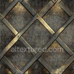 seamless Seamless 3D Metal PBR Texture of Aged Steel Plating with Riveted Frame texture 8k free download PBR