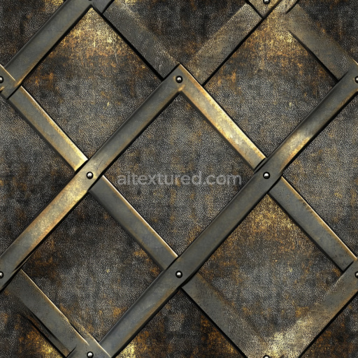 Seamless 3D Metal PBR Texture of Aged Steel Plating with Riveted Frame