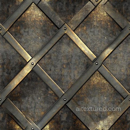 Metal PBR Texture of Aged Steel Plating with Riveted Frame seamless Metal PBR texture