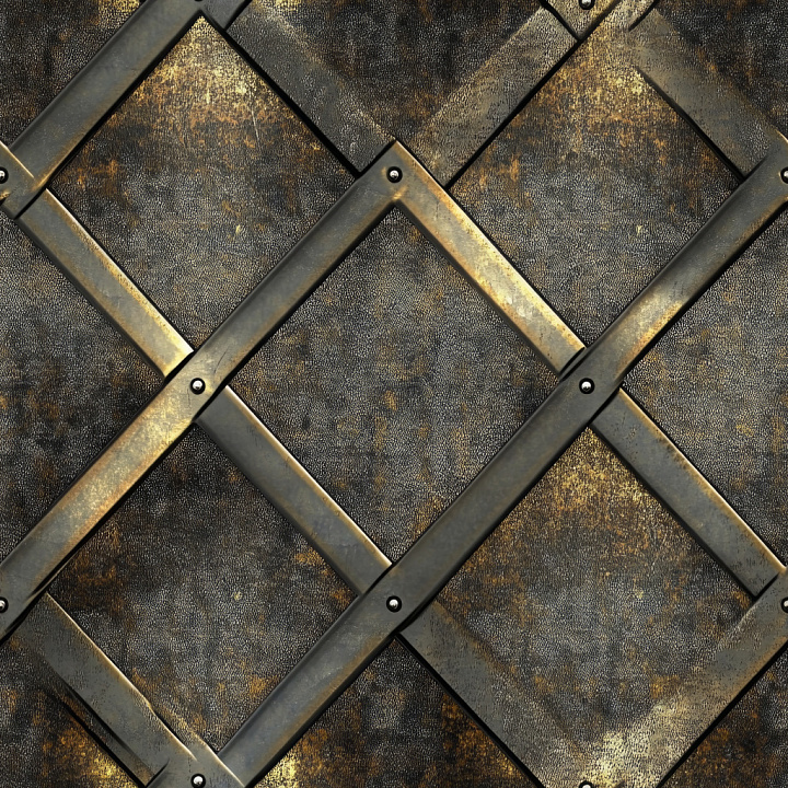 Metal of Aged Steel Plating with Riveted Frame seamless PBR texture preview