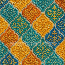 seamless Seamless 3d texture pbr 8k ceramic tiles mosaic with arabesque design and vibrant colors texture 8k free download PBR