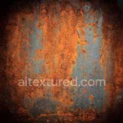 seamless Seamless 3D Rusty Metal PBR Texture Featuring Cracked Orange Corrosion and Blue Paint texture 8k free download PBR