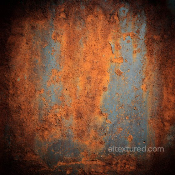 Rusty Metal PBR Texture Featuring Cracked Orange Corrosion and Blue Paint Rust texture preview