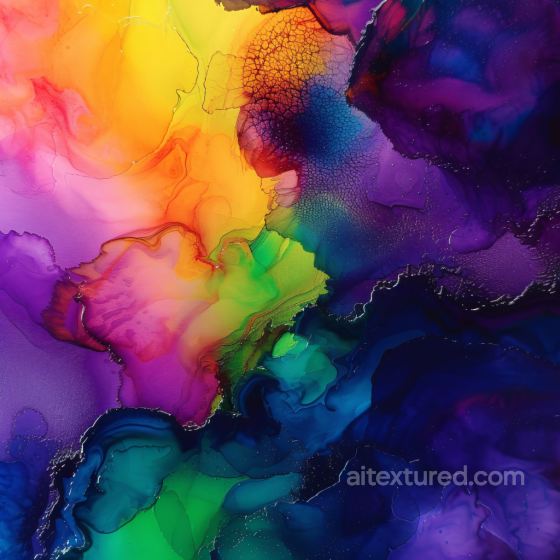 Alcohol Ink PBR Texture Featuring Vibrant Rainbow Swirls and Organic Fluid Patterns Alcohol ink texture preview