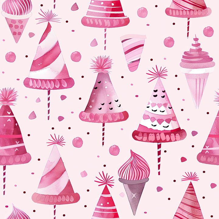 All Christmas Digital paper of Pink and Red Christmas Party Hats Digita… seamless PBR texture preview