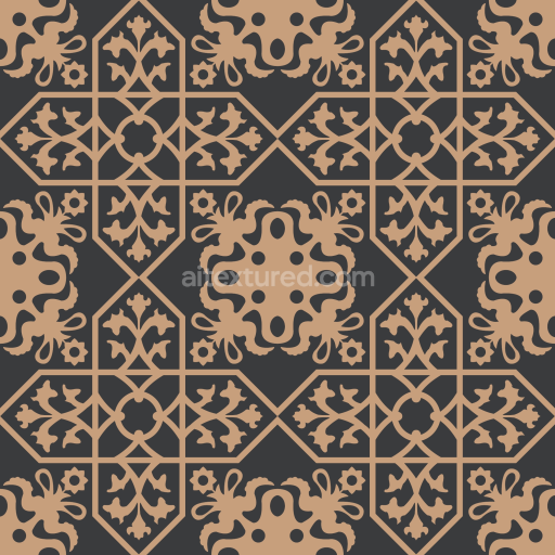 Seamless 3D PBR Boho Fabric Texture with Geometric Floral Pattern