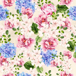 seamless Seamless 3D PBR Floral Fabric Texture Featuring Watercolor Pink, Blue, and White Flowers texture 8k free download PBR