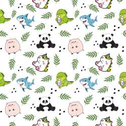 Pattern Bundle - Seamless 3D Pattern PBR Texture with Playful Cartoon Animal Motifs on White Background texture preview