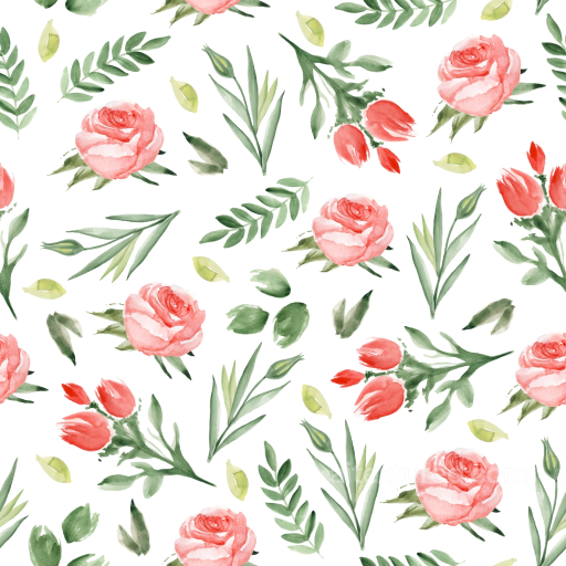 Floral Fabric Texture Featuring Pink Roses and Green Leaves seamless Pink Flower PBR texture