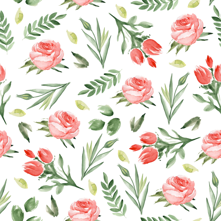 Floral Fabric Featuring Pink Roses and Green Leaves seamless PBR texture preview