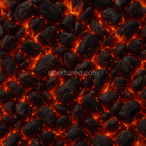Seamless 3D texture of glowing ember PBR 8K surface