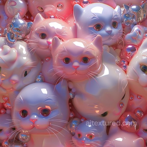 Inflated Glossy Cat Bubble PBR Texture in Soft Pink and Blue seamless Inflated PBR texture