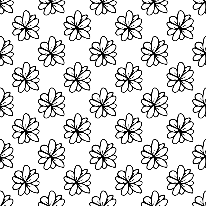 with Black Floral Patterns on White Background seamless PBR texture preview