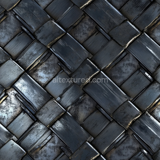 Seamless 3D PBR Textured Woven Steel Metal with Dark Metallic Pattern