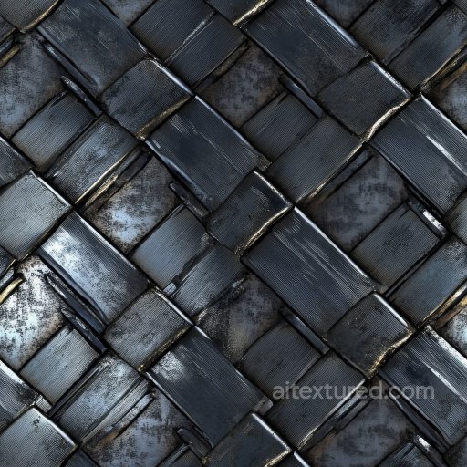 Textured Woven Steel Metal with Dark Metallic Pattern seamless Metal PBR texture
