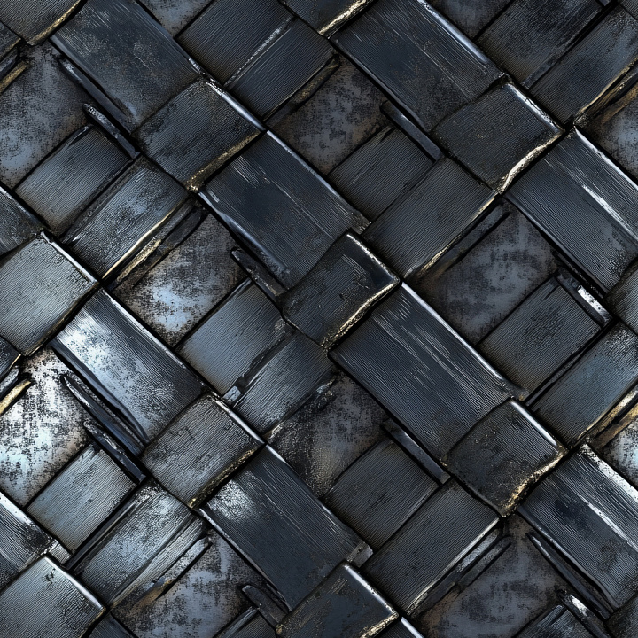 Textured Woven Steel Metal with Dark Metallic Pattern seamless PBR texture preview