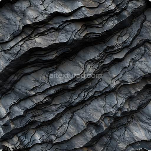 Seamless 3D Layered Slate Rock PBR Texture with Deep Cracks and Stratified Patterns