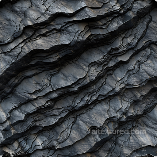 Layered Slate Rock PBR Texture with Deep Cracks and Stratified Patterns seamless Stone PBR texture