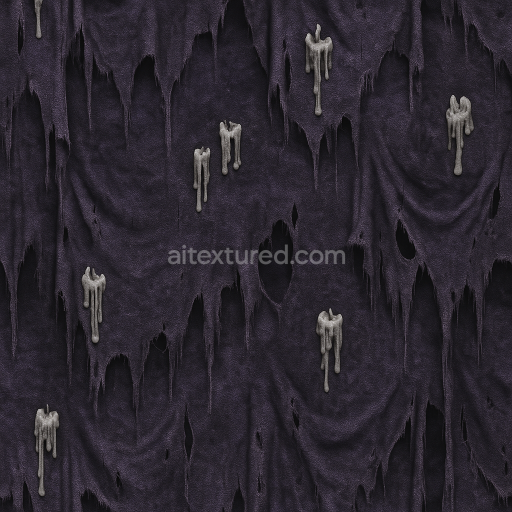 Seamless 3d texture pbr 8k spooky fabric with witch purple and tattered cloth