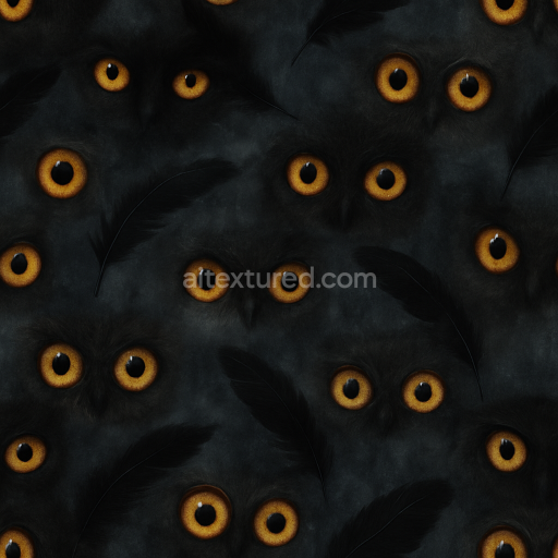 Seamless 3d texture pbr 8k spooky eyes and black cat fur Halloween