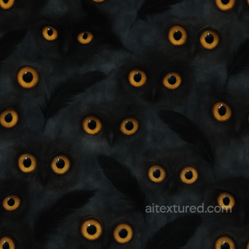 Spooky Eyes And Black Cat Fur Halloween seamless Halloween PBR texture