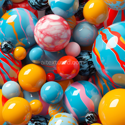 Seamless 3D Inflated PBR Texture Featuring Glossy Multicolor Inflated Vinyl Spheres