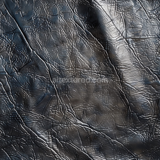 Seamless 3D Cracked Black Leather PBR Texture with Rugged Wrinkle Details