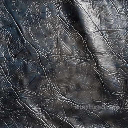 Cracked Black Leather PBR Texture with Rugged Wrinkle Details seamless Leather PBR texture