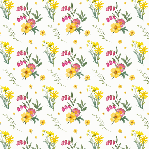 Seamless 3D PBR Texture Featuring Hand-Painted Wildflower Watercolor Pattern