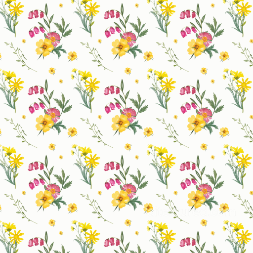 Featuring Hand-Painted Wildflower Watercolor Pattern seamless Wild Flower PBR texture