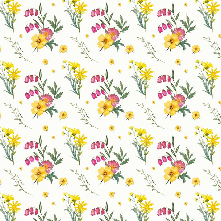 Featuring Hand-Painted Wildflower Watercolor Pattern seamless PBR texture preview